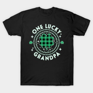 One Lucky Grandpa Green Irish Shamrocks St Patricks Day T-Shirt